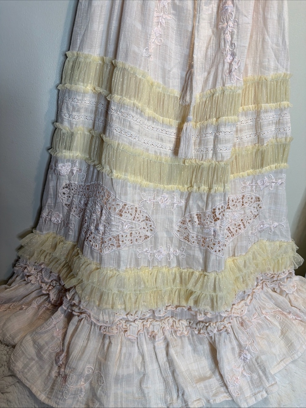 Rare Fillyboo Charm Your Way Camisole Lace Ruffles Cutwork Midi Dress S - Picture 4 of 8